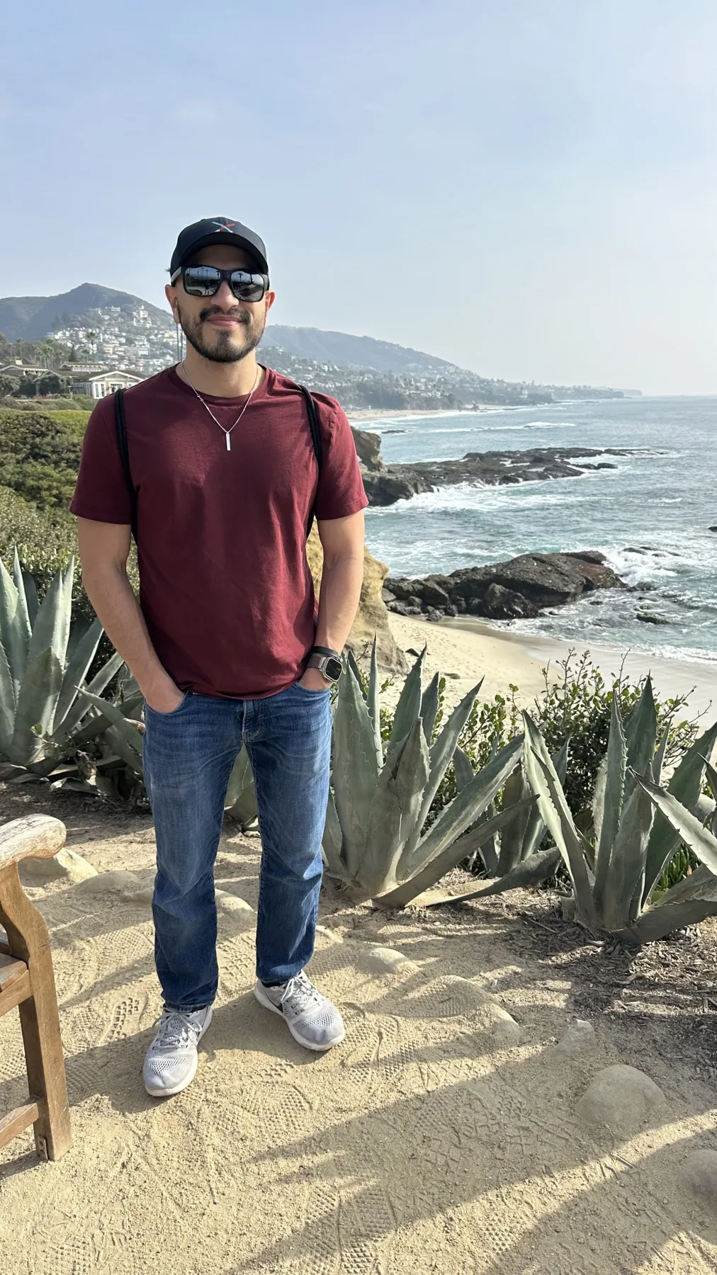A traveler exploring a coastal destination